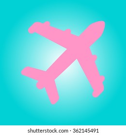 Plane icon. Travel simbol. Airplane plane from the bottom sign.