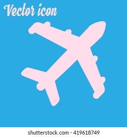 Plane icon. Travel simbol. Airplane plane from the bottom sign.