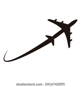 Icono del avión, seguimiento de aviones, seguimiento o ilustración de vectores de carreteras para diseño infográfico. Ruta de vuelo a punto con línea discontinua o líneas aéreas sobre fondo blanco