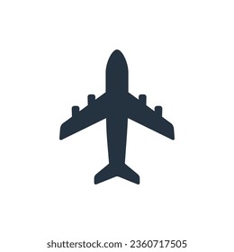 Vector de icono de plano. Vector de icono del avión. Símbolo de transporte de vuelo
