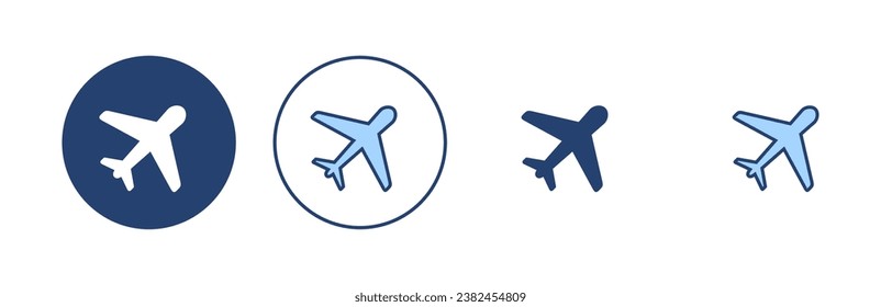 Vector de icono de plano. Signo y símbolo del avión. Símbolo de transporte de vuelo. Signo de viaje. avión
