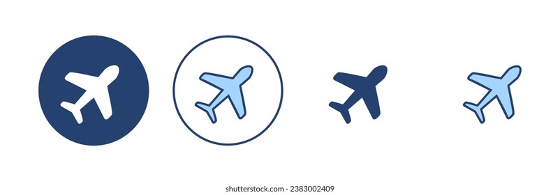 Vector de icono de plano. Signo y símbolo del avión. Símbolo de transporte de vuelo. Signo de viaje. avión