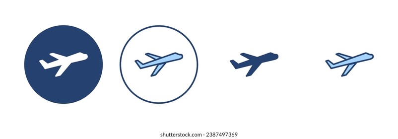 Vector de icono de plano. Signo y símbolo del avión. Símbolo de transporte de vuelo. Signo de viaje. avión