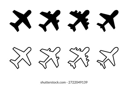 Vector de icono de avión. Signo y símbolo del avión. Símbolo de transporte de vuelo. Señal de viaje. avión