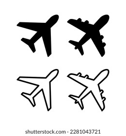 Ilustración vectorial de icono de plano. Signo y símbolo del avión. Símbolo de transporte de vuelo. Signo de viaje. avión