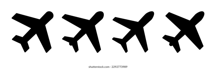 Ilustración vectorial de icono de plano. Signo y símbolo del avión. Símbolo de transporte de vuelo. Signo de viaje. avión