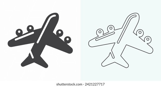 Plane icon vector illustration. Airplane sign and symbol. Flight transport symbol. plane line icon on white background. Airplane icon logo vector design