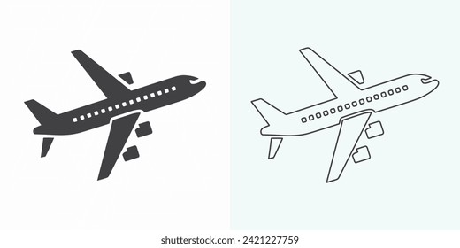 Plane icon vector illustration. Airplane sign and symbol. Flight transport symbol. plane line icon on white background. Airplane icon logo vector design
