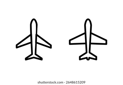Ilustración vectorial de icono de avión. Signo y símbolo del avión. Símbolo de transporte de vuelo. Señal de viaje. avión