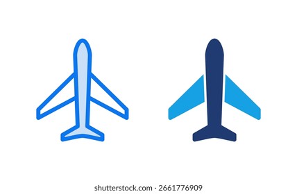 Ebenensymbol, Vektorgrafik. Flugzeugsymbol und -zeichen. Flugtransportsymbol. Reisezeichen. Flugzeug
