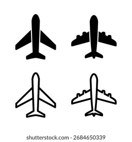 Ilustração vetorial do ícone Plano. Sinal e símbolo do avião. Símbolo de transporte de voo. Sinal de viagem. avião