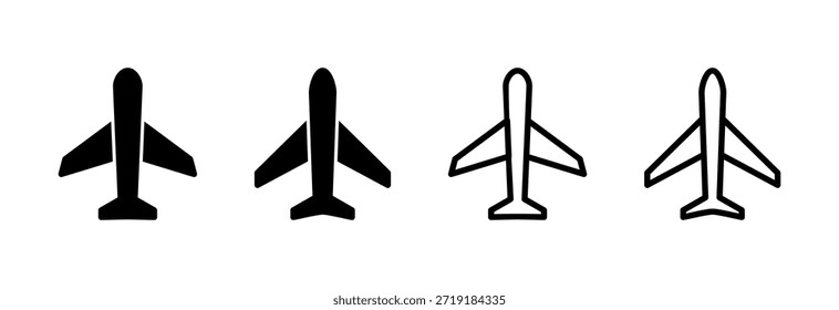 Ilustración vectorial de icono de avión. Signo y símbolo del avión. Símbolo de transporte de vuelo. Señal de viaje. avión