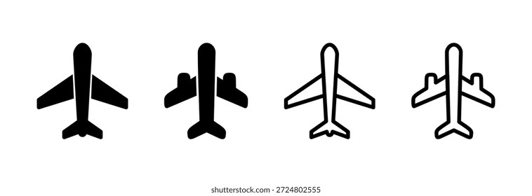 Ilustración vectorial de icono de avión. Signo y símbolo del avión. Símbolo de transporte de vuelo. Señal de viaje. avión