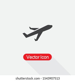 Plane Icon Vector Illustration Isolated On Light Gray Background Eps10