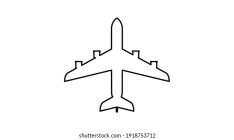 Icono de plano. Vector Isolated Black and White ilustración of a Plane