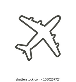 Plane icon vector. Line airplane symbol. Trendy flat outline ui sign design. Thin linear graphic pictogram isolated for web site, mobile application. Logo illustration. Eps10.