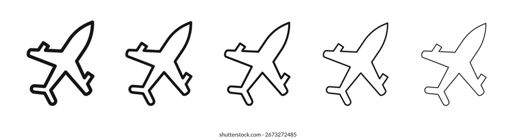 Plane icon vector outline set illustration sign