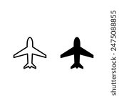 Plane icon vector, solid illustration, pictogram isolated color editable