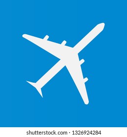 Plane icon vector, solid illustration, pictogram isolated on blue background