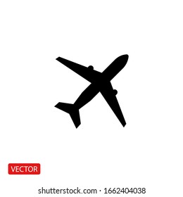 Plane Icon Vector, Solid Illustration