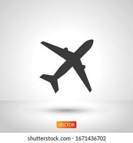 Plane icon vector, solid illustration