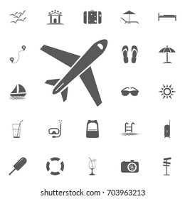 Plane icon vector, solid illustration, pictogram isolated on white Summer set