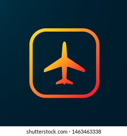 Plane icon. Plane vector icon template with colorful gradient.