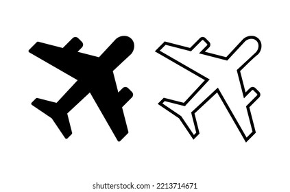 Bildsymbol-Vektorgrafik für Web- und mobile App. Zeichen und Symbol des Flugzeugs. Flugverkehrszeichen. Reisezeichen. Flugzeug