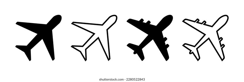 Vector de icono de avión para aplicaciones web y móviles. Signo y símbolo del avión. Símbolo de transporte de vuelo. Signo de viaje. avión