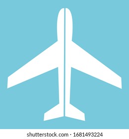 Plane icon. For websites and apps. Image on blue background. Flat line vector illustration. EPS 10