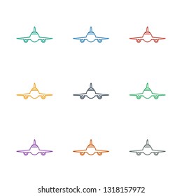 plane icon white background. Editable line plane icon from airport. Trendy plane icon for web and mobile.