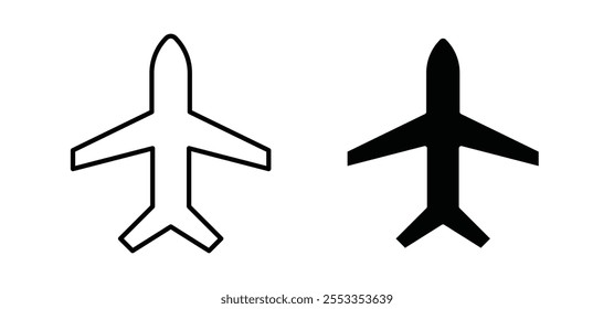 Plane icons in black filled and outlined style