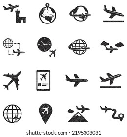 Plane Icons. Black Scribble Design. Vector Illustration.