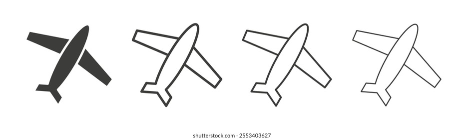 Plane icons collection. vector set in black color