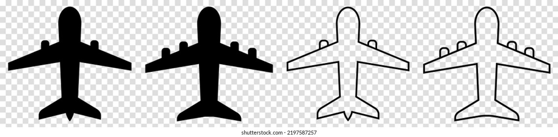 Plane icons. Flight transport symbol. Vector illustration isolated on transparent background