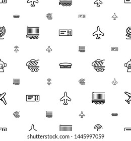 plane icons pattern seamless white background. Included editable outline ticket, airport, cargo trailer, luggage compartment in airplane icons. plane icons for web and mobile.
