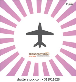 Plane icons. plane.plane icon on sunburst background. Vector illustration.