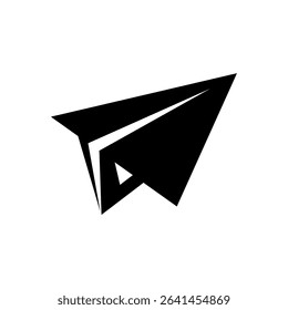 Plane icons for sending messages. Silhouette icons that can be applied for mail, cursor, direction, e-mail, computer, mobile phone, social media, mouse, monitor. Vector illustration 