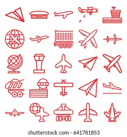 Plane icons set. set of 25 plane outline icons such as plane, airport tower, airport, globe