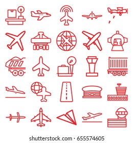Plane icons set. set of 25 plane outline icons such as plane, airport tower, runway, lugagge weight, airport