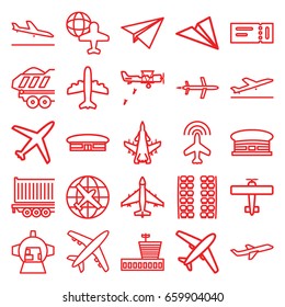 Plane icons set. set of 25 plane outline icons such as plane, ticket, airport