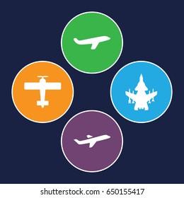 Plane icons set. set of 4 plane filled icons such as