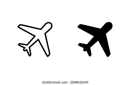 Plane icons set. Airplane sign and symbol. Flight transport symbol. Travel sign. aeroplane