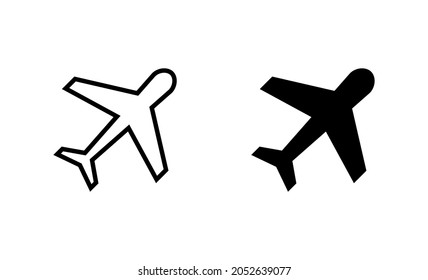 Plane icons set. Airplane sign and symbol. Flight transport symbol. Travel sign. aeroplane