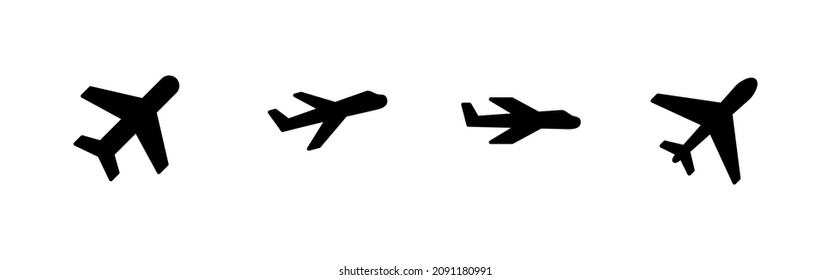 Plane icons set. Airplane sign and symbol. Flight transport symbol. Travel sign. aeroplane