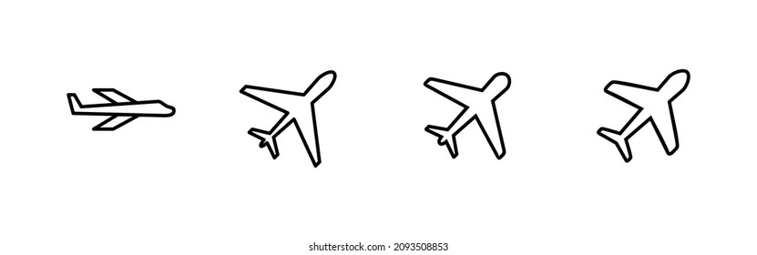 Plane icons set. Airplane sign and symbol. Flight transport symbol. Travel sign. aeroplane