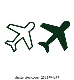 Plane icons set. Airplane sign and symbol. Flight transport symbol. Travel sign. aeroplane