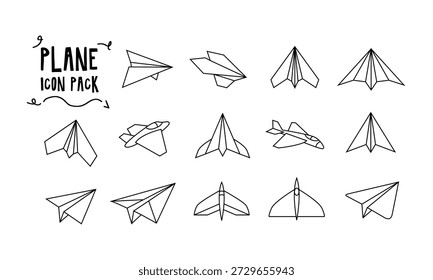 Los iconos de avión establecen la colección para la aviación y los diseños de viajes. Plano de papel moderno 