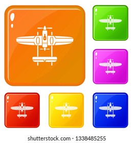 Plane icons set collection vector 6 color isolated on white background