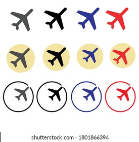 Plane icons set, passenger airplane, aircraft thin line design. 

